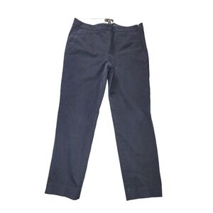 J. Crew Womens Navy Martin Straight‎ Leg Pants 6 Linen Blend Career Workwear